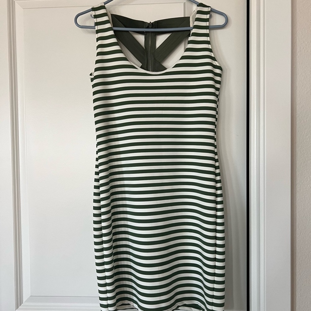 Green and Cream Color Dress
